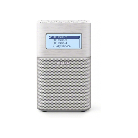 Sony xdr-v1btd портативен радиочасовник, бял