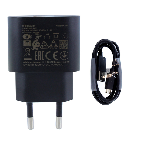 nokia ad-5we захранване за бързо зареждане/кабел за зареждане/зарядно устройство micro usb черно 1000mah