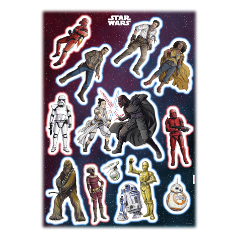 Татуировка на стената - Star Wars Heroes Villains - Размер 50 x 70 cm