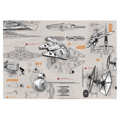 Paper Wallpaper - STAR WARS Blueprints - Размер 368 x 254 cm