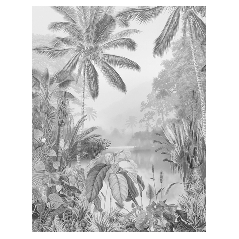 Тапет от нетъкан текстил - Lac Tropical Black & White - Размер 200 x 270 cm