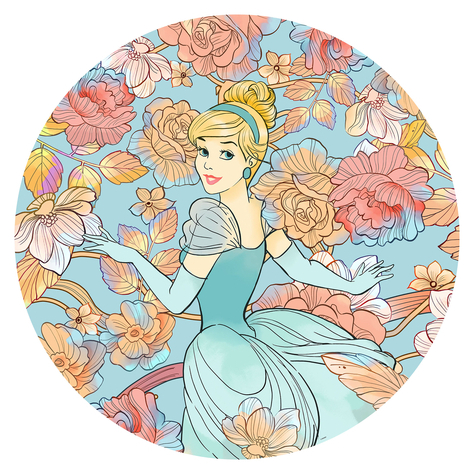 Самозалепващ се нетъкан тапет/татуировка за стена - Cinderella Pastel Dreams - размер 125 x 125 cm